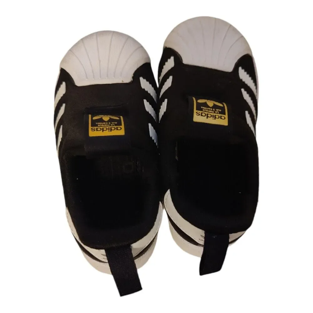 Adidas Superstar 360 Black White Gold Metallic Toddler Athletic Sneaker Size 5